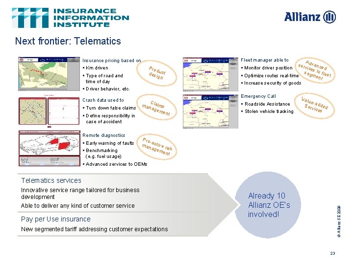 Next frontier: Telematics Fleet manager able to Insurance pricing based on § Km driven