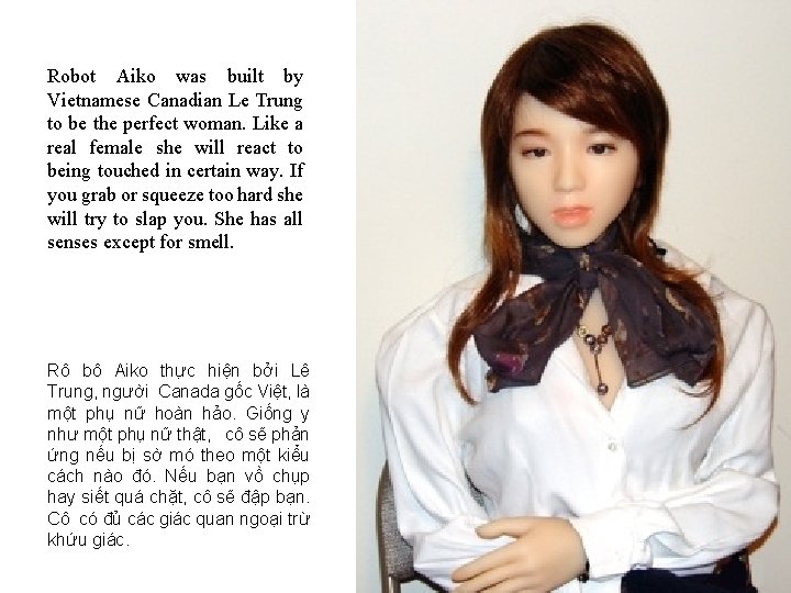Robot Aiko was built by Vietnamese Canadian Le Trung to be the perfect woman.