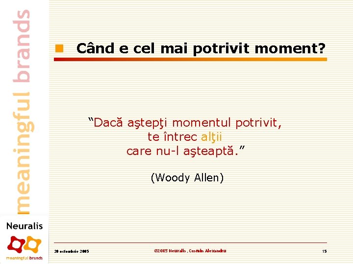 n Când e cel mai potrivit moment? “Dacă aştepţi momentul potrivit, te întrec alţii n Când e cel mai potrivit moment? “Dacă aştepţi momentul potrivit, te întrec alţii