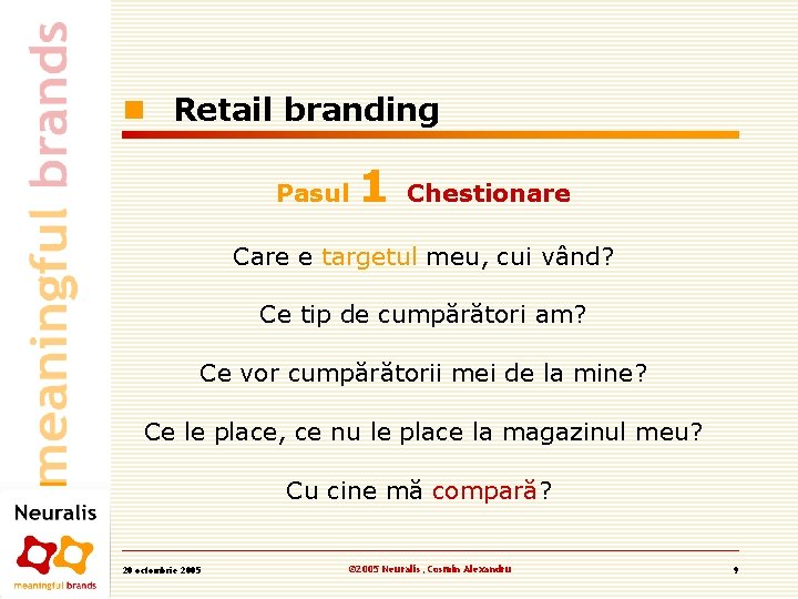 n Retail branding Pasul 1 Chestionare Care e targetul meu, cui vând? Ce tip n Retail branding Pasul 1 Chestionare Care e targetul meu, cui vând? Ce tip