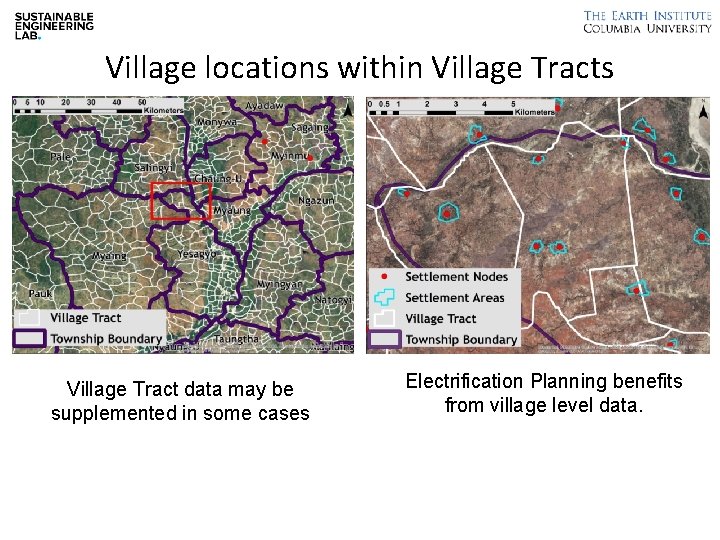 Village locations within Village Tracts Village Tract data may be supplemented in some cases