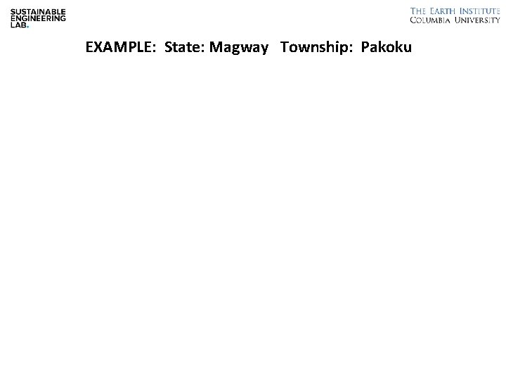 EXAMPLE: State: Magway Township: Pakoku 