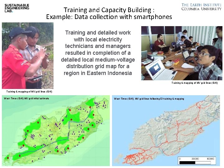 Training and Capacity Building : Example: Data collection with smartphones Training and detailed work