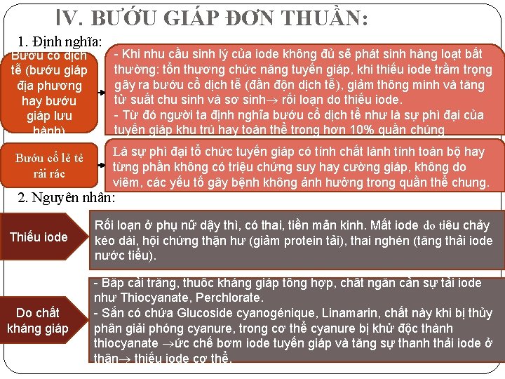 IV. BƯỚU GIÁP ĐƠN THUẦN: 1. Định nghĩa: Bướu cổ dịch tễ (bướu giáp