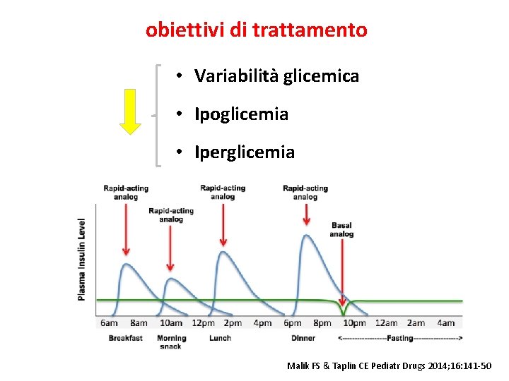 obiettivi di trattamento • Variabilità glicemica • Ipoglicemia • Iperglicemia Malik FS & Taplin