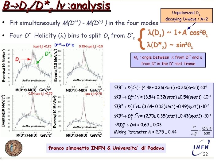 Higher resonances, B D*(np)l 22 