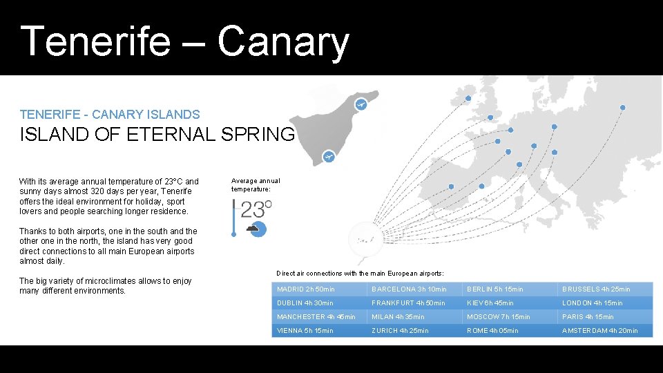 Tenerife – Canary Islands TENERIFE - CANARY ISLANDS ISLAND OF ETERNAL SPRING With its