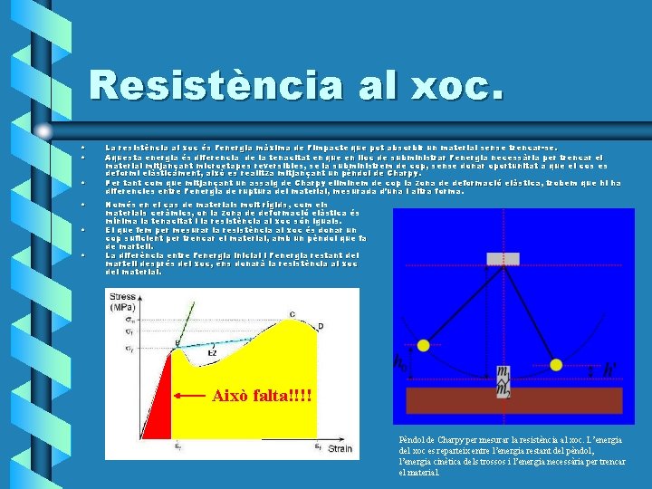 Resistència al xoc. • • • La resistència al xoc és l’energia màxima de