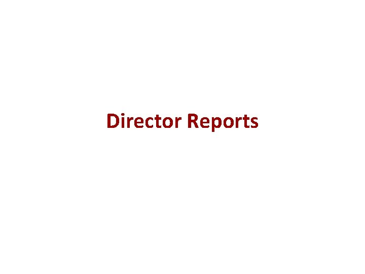 Director Reports 