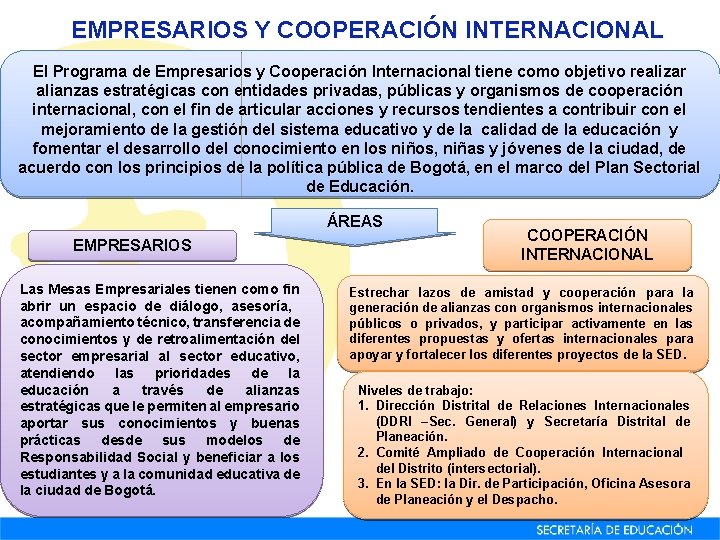 EMPRESARIOS Y COOPERACIÓN INTERNACIONAL El Programa de Empresarios y Cooperación Internacional tiene como objetivo EMPRESARIOS Y COOPERACIÓN INTERNACIONAL El Programa de Empresarios y Cooperación Internacional tiene como objetivo