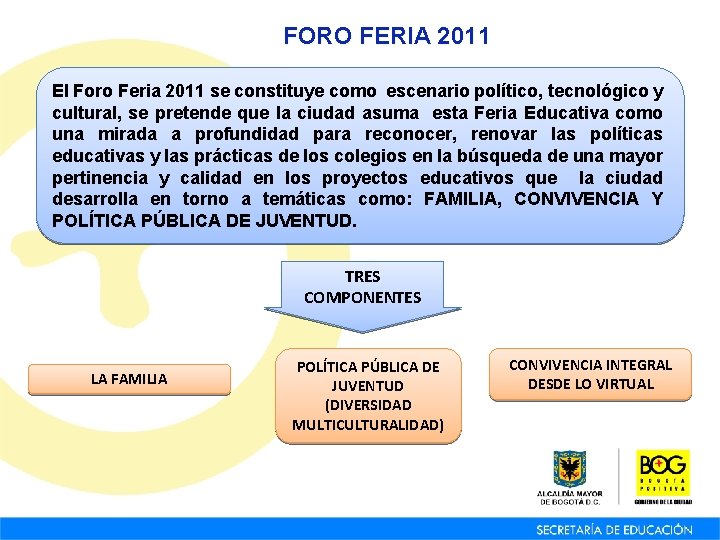 FORO FERIA 2011 El Foro Feria 2011 se constituye como escenario político, tecnológico y FORO FERIA 2011 El Foro Feria 2011 se constituye como escenario político, tecnológico y