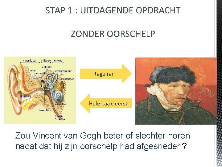 STAP 1 : UITDAGENDE OPDRACHT ZONDER OORSCHELP Regulier Hele-taak-eerst Zou Vincent van Gogh beter