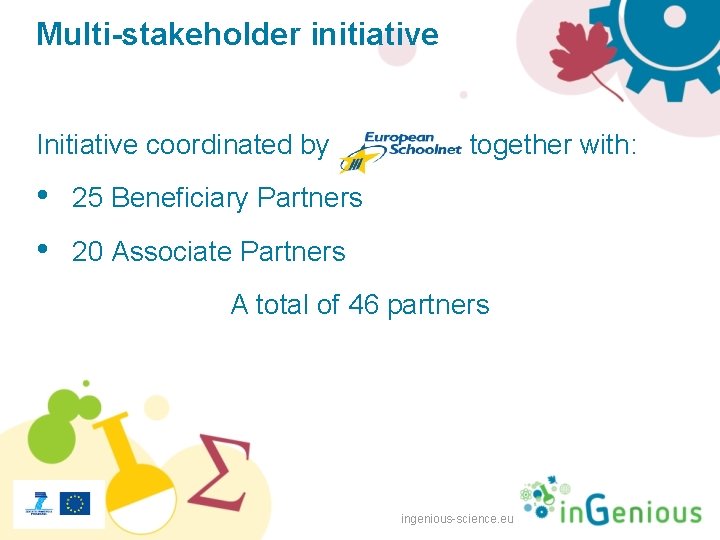 Multi-stakeholder initiative Initiative coordinated by • 25 Beneficiary Partners • 20 Associate Partners together