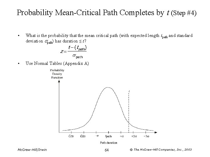 Probability Mean-Critical Path Completes by t (Step #4) • What is the probability that