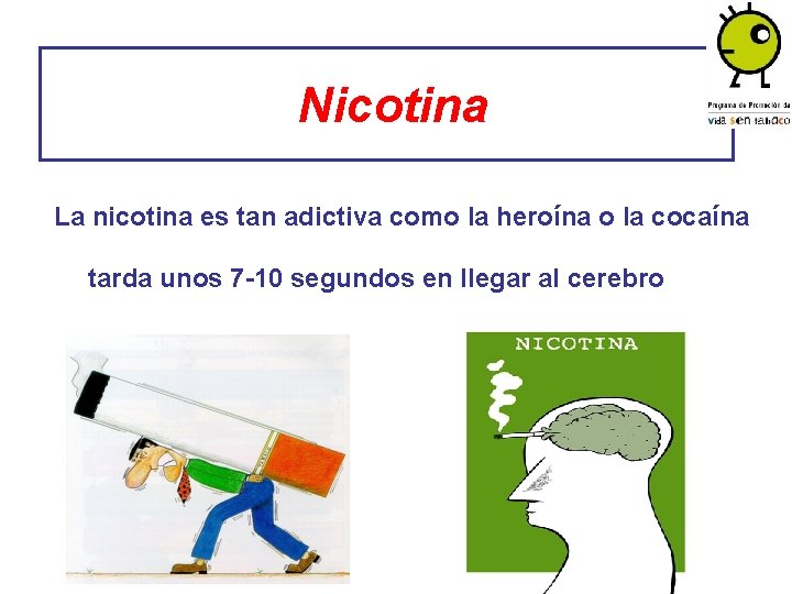 Nicotina La nicotina es tan adictiva como la heroína o la cocaína tarda unos