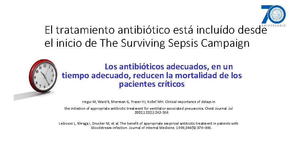 El tratamiento antibiótico está incluído desde el inicio de The Surviving Sepsis Campaign Los
