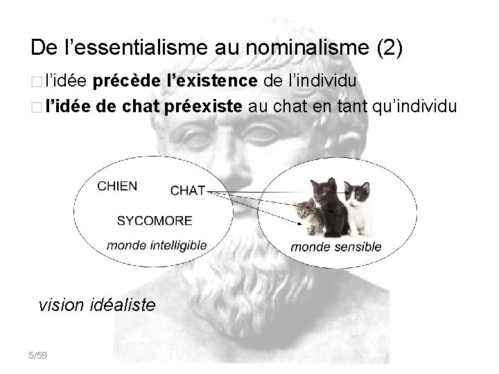 De l’essentialisme au nominalisme (2) � l’idée précède l’existence de l’individu � l’idée de