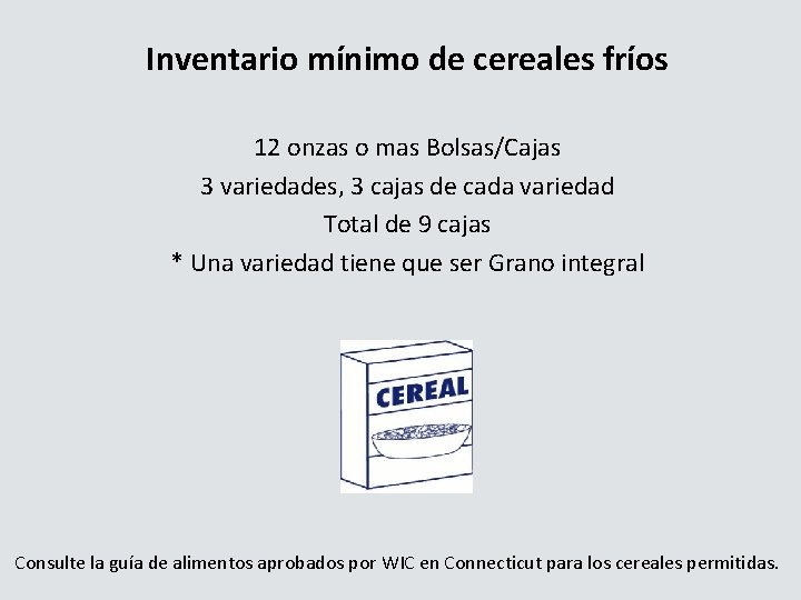 Inventario mínimo de cereales fríos 12 onzas o mas Bolsas/Cajas 3 variedades, 3 cajas