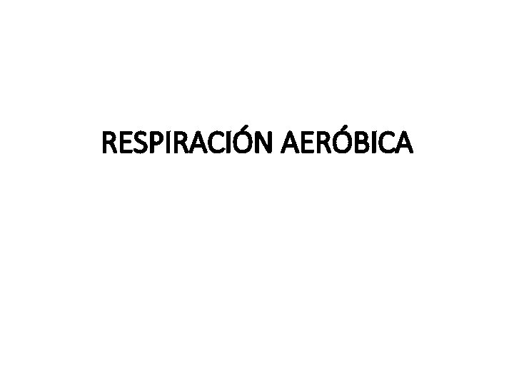 RESPIRACIÓN AERÓBICA 