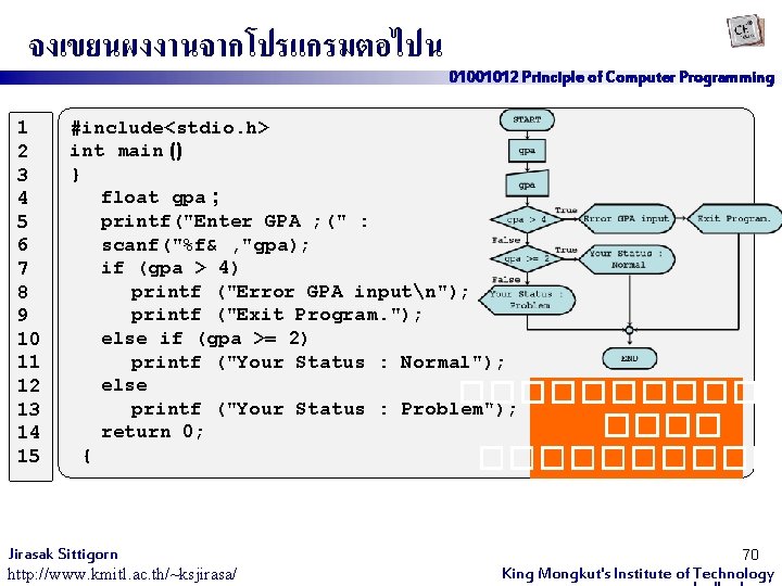 จงเขยนผงงานจากโปรแกรมตอไปน 1 2 3 4 5 6 7 8 9 10 11 12 13