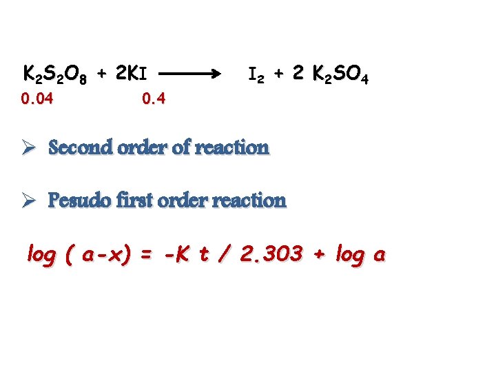K 2 S 2 O 8 + 2 KI 0. 04 0. 4 I