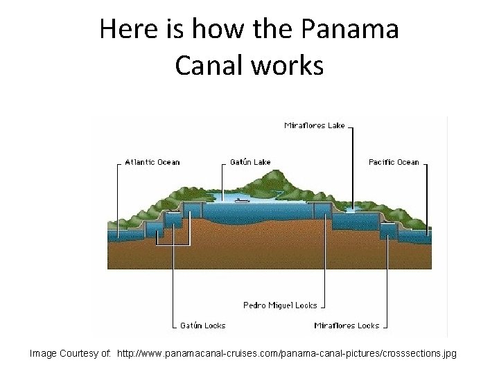 Here is how the Panama Canal works Image Courtesy of: http: //www. panamacanal-cruises. com/panama-canal-pictures/crosssections.