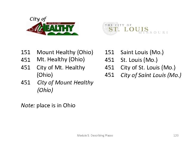 151 Mount Healthy (Ohio) 451 Mt. Healthy (Ohio) 451 City of Mount Healthy (Ohio)