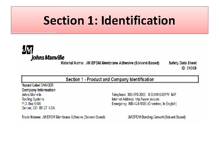 Section 1: Identification 