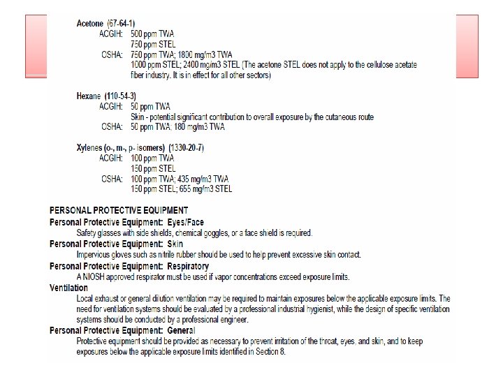 Section 8: Exposure Controls/Personal Protection 