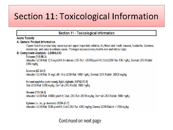 Section 11: Toxicological Information 