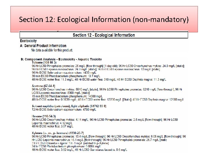 Section 12: Ecological Information (non-mandatory) 