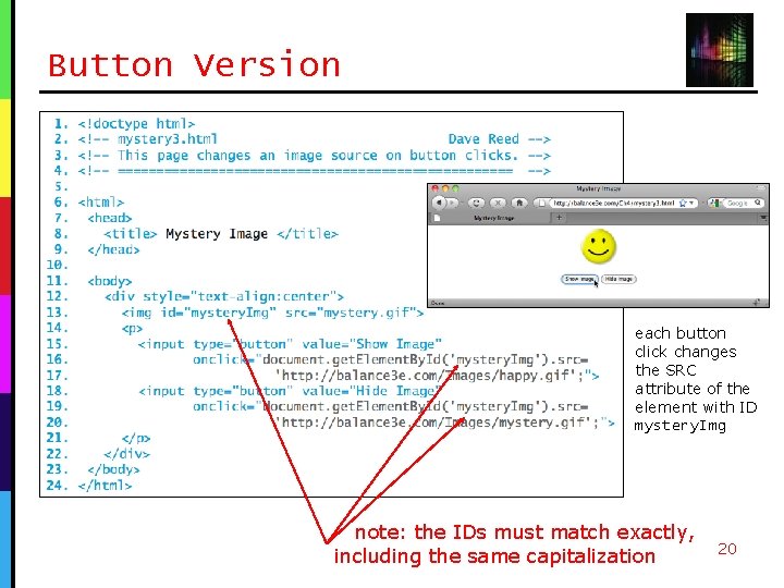 Button Version each button click changes the SRC attribute of the element with ID Button Version each button click changes the SRC attribute of the element with ID