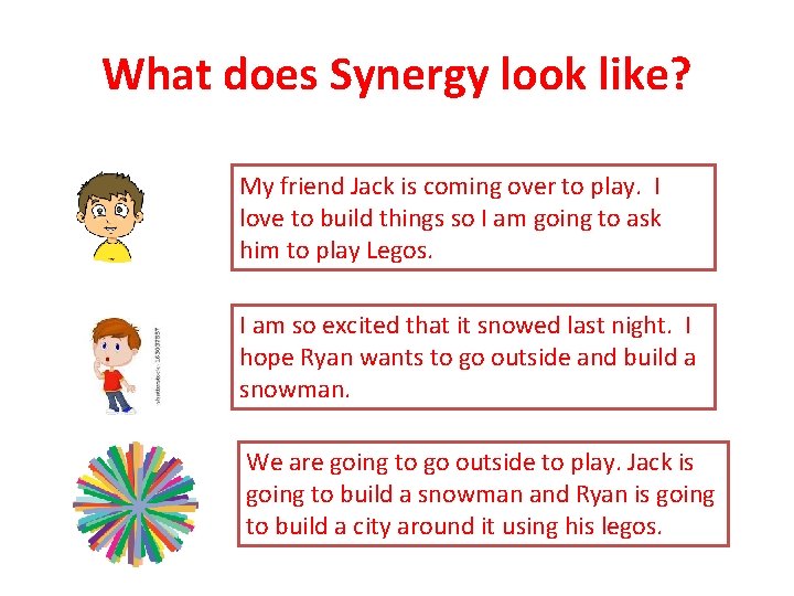 What does Synergy look like? My friend Jack is coming over to play. I