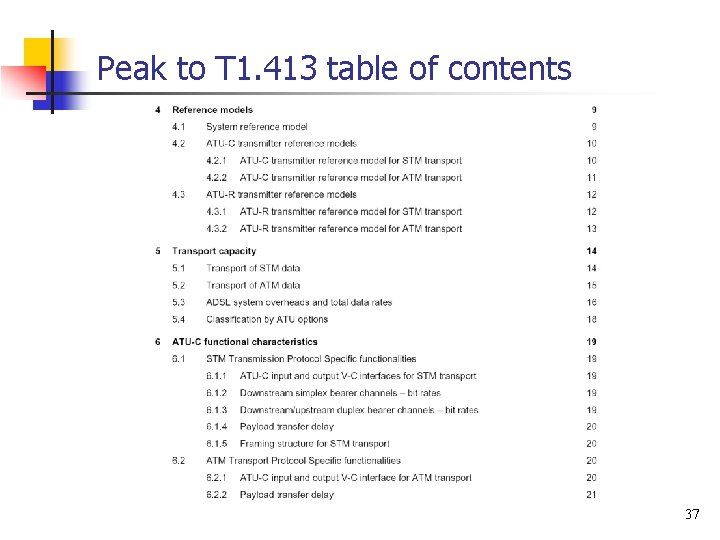 Peak to T 1. 413 table of contents 37 