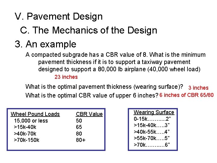 V. Pavement Design C. The Mechanics of the Design 3. An example A compacted