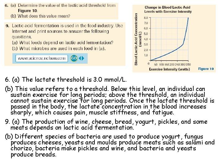 6. (a) The lactate threshold is 3. 0 mmol/L. (b) This value refers to