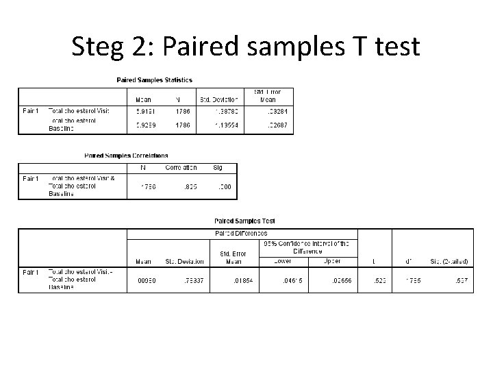 Steg 2: Paired samples T test 