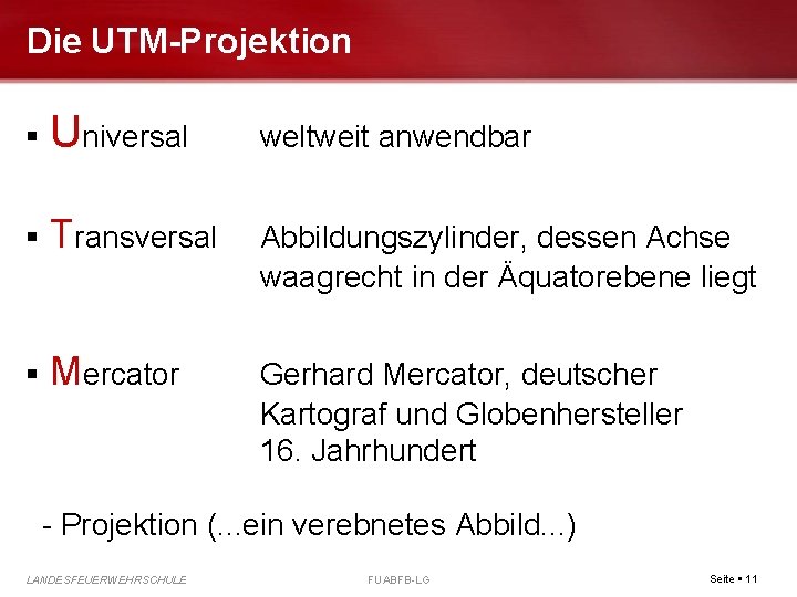 Die UTM-Projektion Universal weltweit anwendbar Transversal Abbildungszylinder, dessen Achse waagrecht in der Äquatorebene liegt