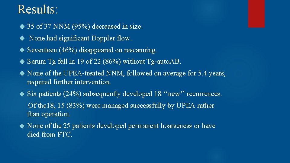 Results: 35 of 37 NNM (95%) decreased in size. None had significant Doppler flow.