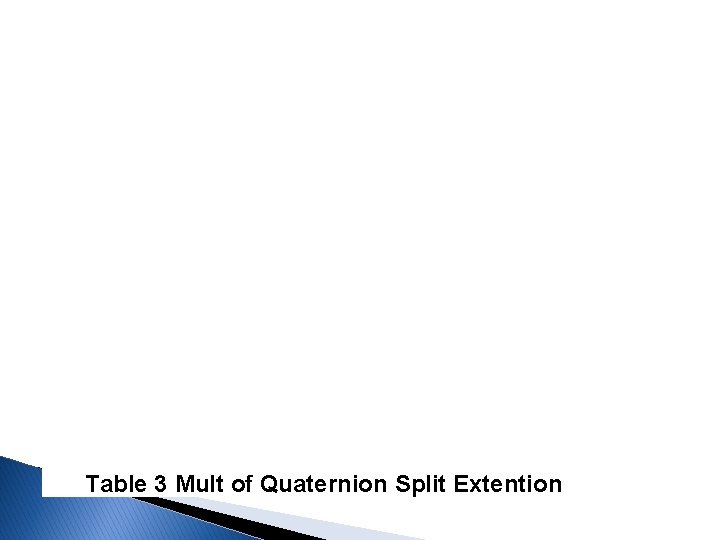 Table 3 Mult of Quaternion Split Extention 