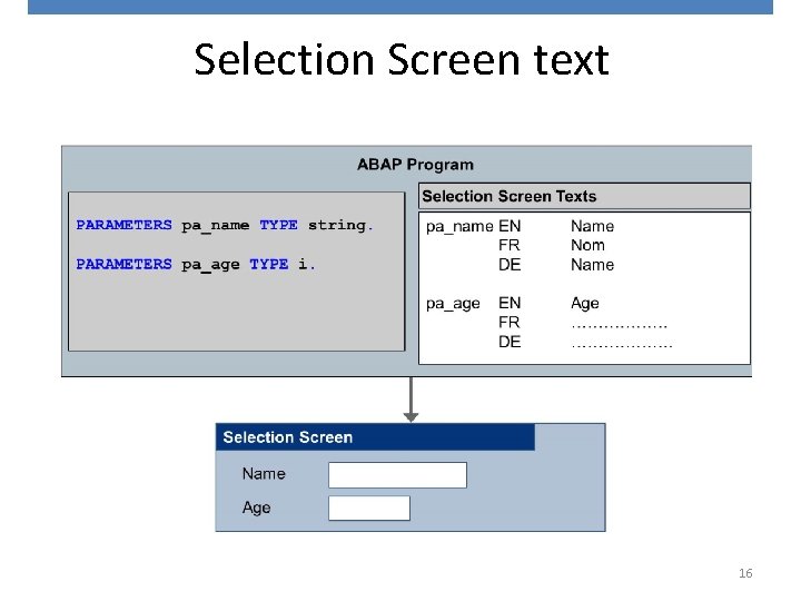 Selection Screen text 16 