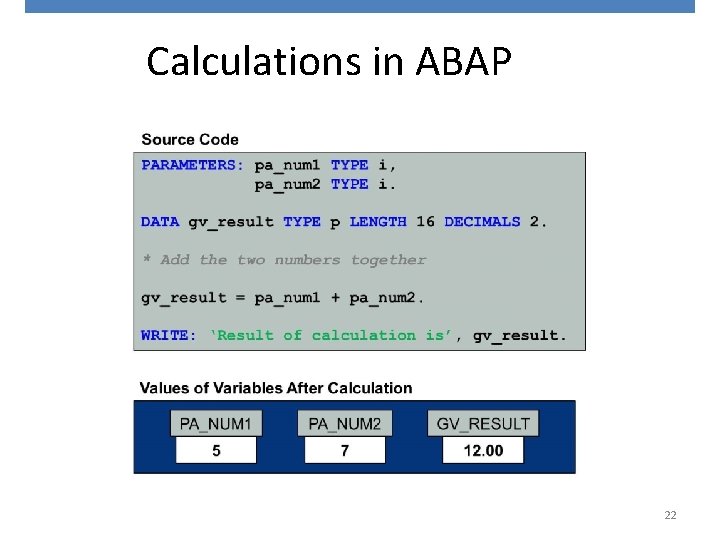 Calculations in ABAP 22 