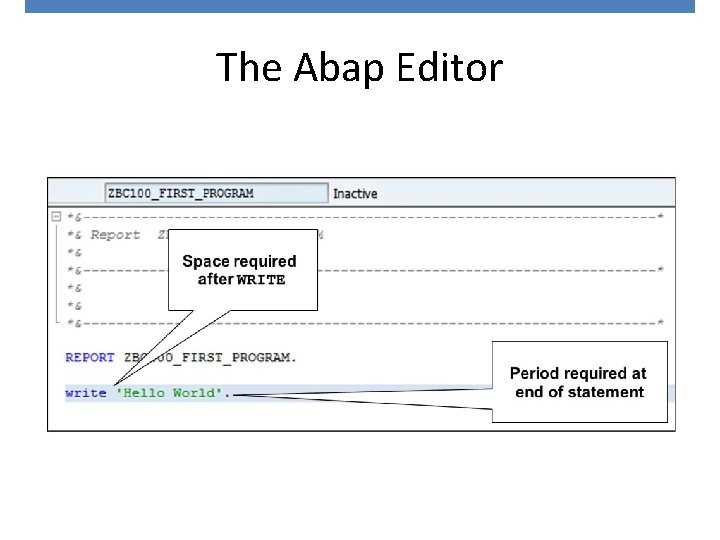 The Abap Editor 