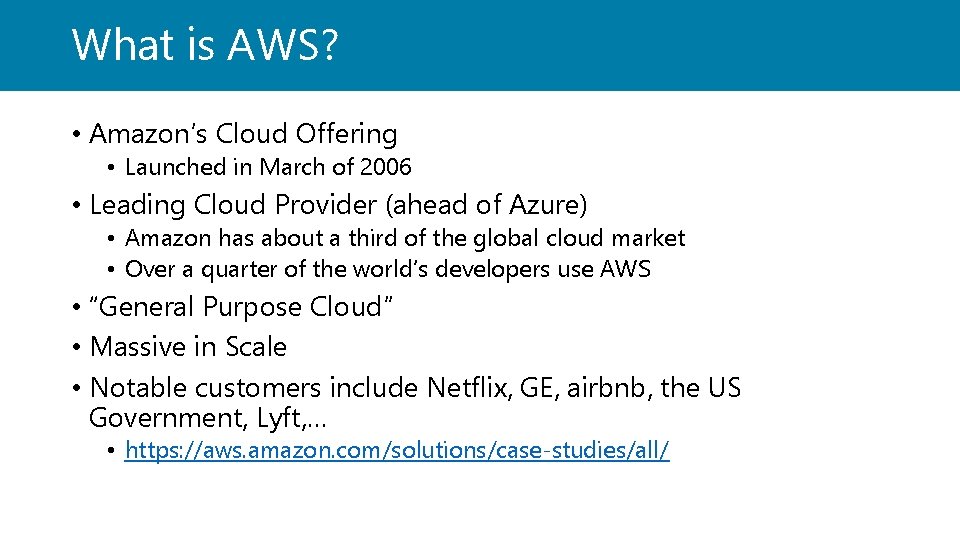 What is AWS? • Amazon’s Cloud Offering • Launched in March of 2006 •