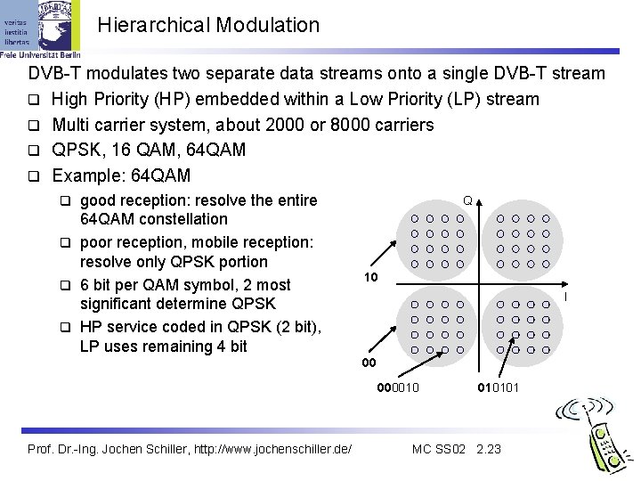 Hierarchical Modulation DVB-T modulates two separate data streams onto a single DVB-T stream q