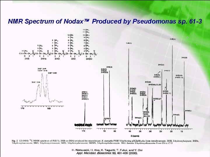 NMR Spectrum of Nodax Produced by Pseudomonas sp. 61 -3 9 