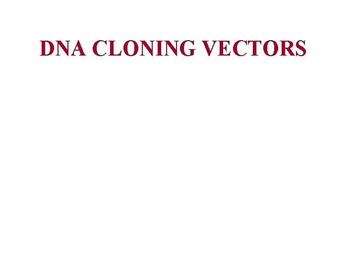 DNA CLONING VECTORS 