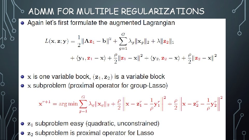 ADMM FOR MULTIPLE REGULARIZATIONS 24 