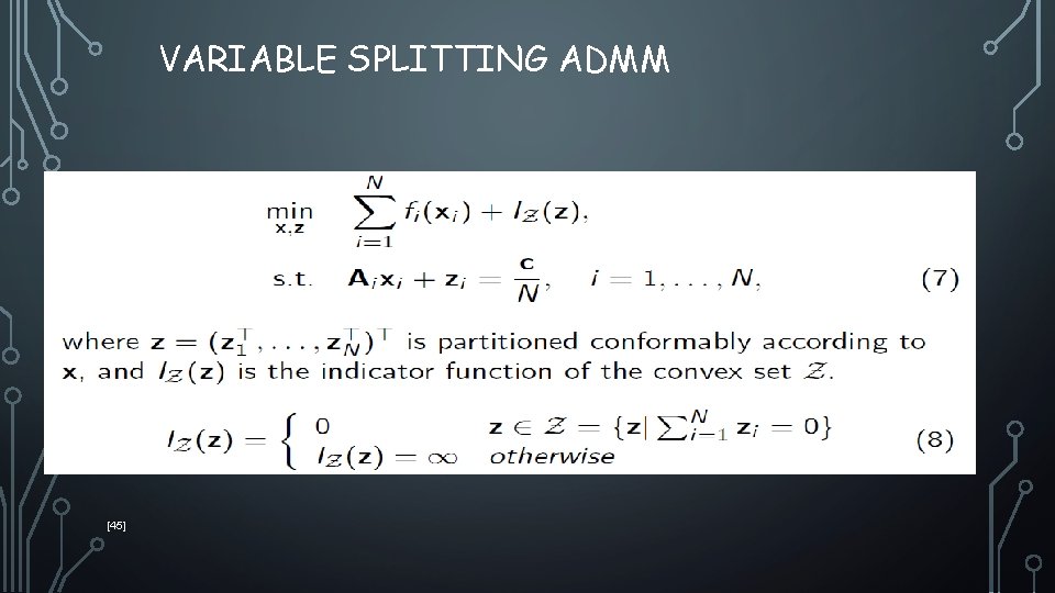 VARIABLE SPLITTING ADMM The optimization problem can be reformulated by introducing auxiliary variable z