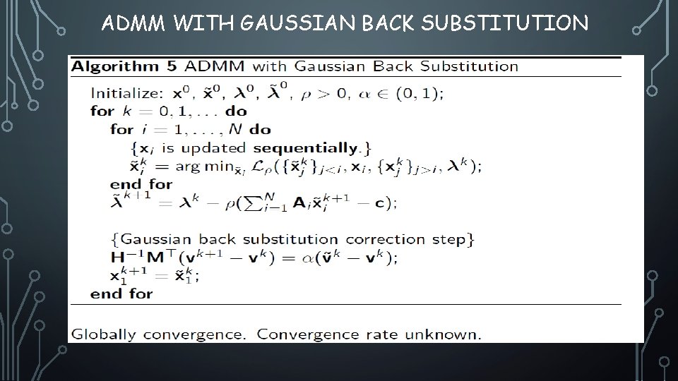 ADMM WITH GAUSSIAN BACK SUBSTITUTION [50] 